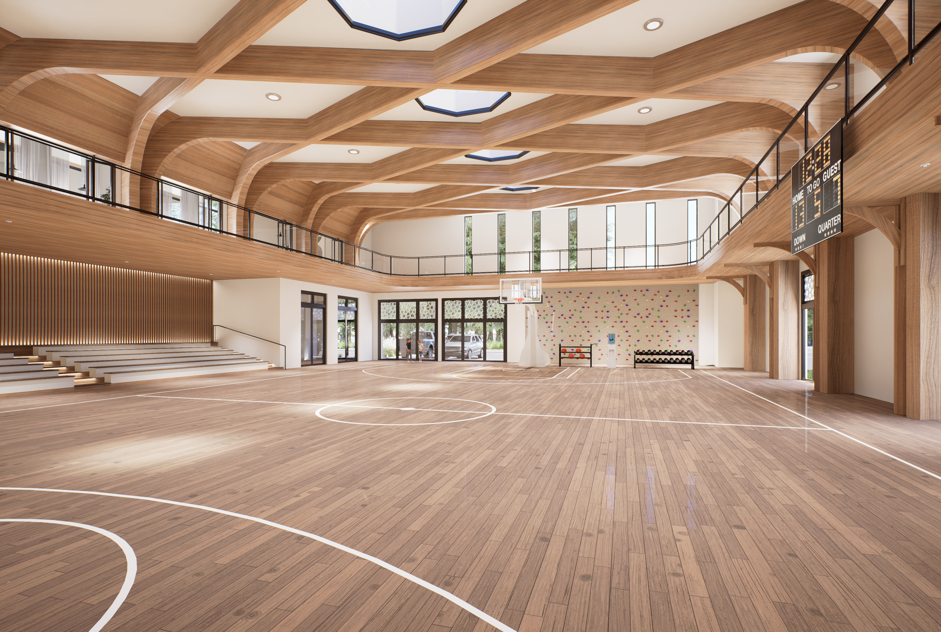 Full-size gymnasium for basketball, sports, and recreational activities